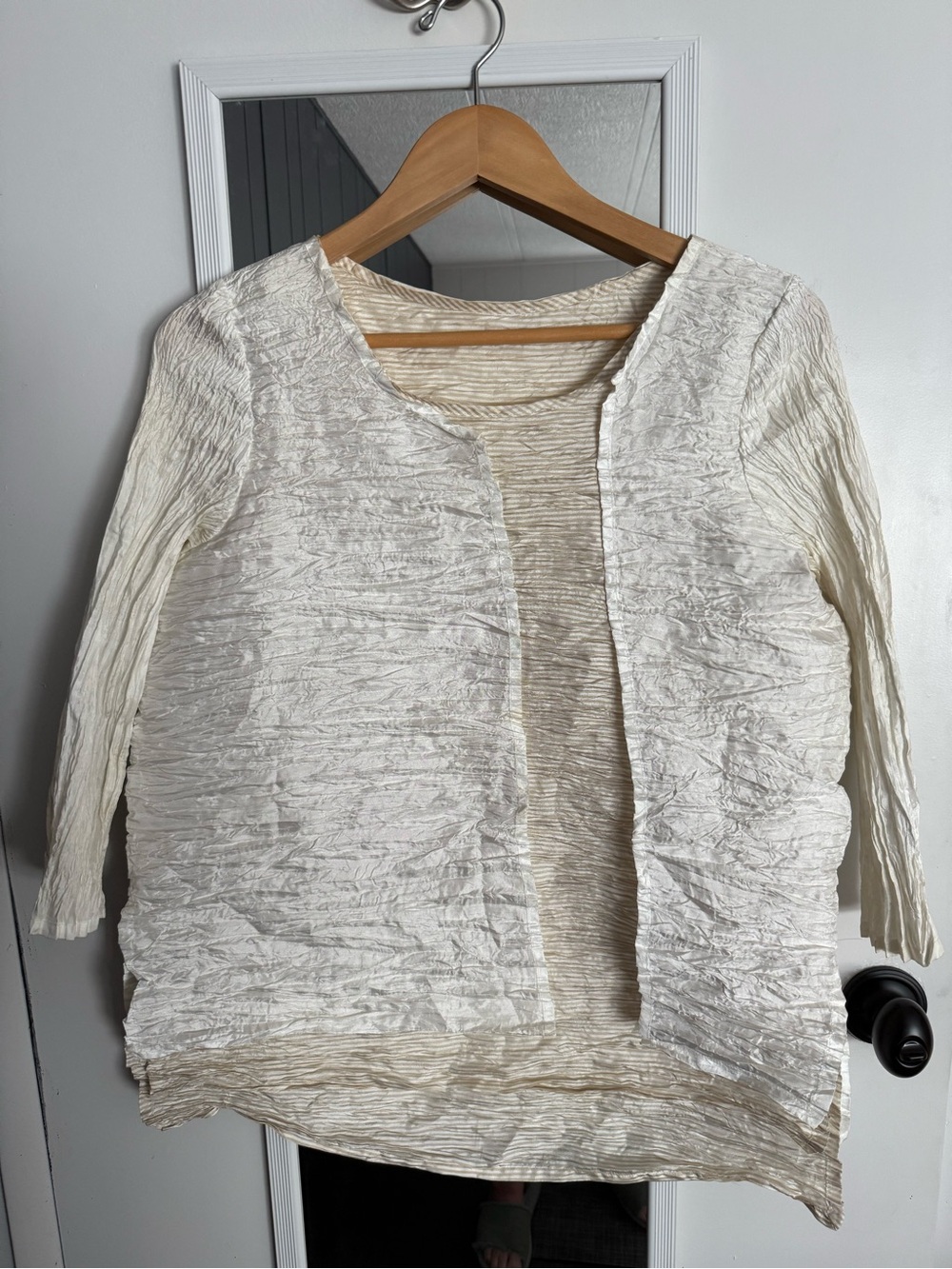 Babette Crinkled Ivory Layered Top